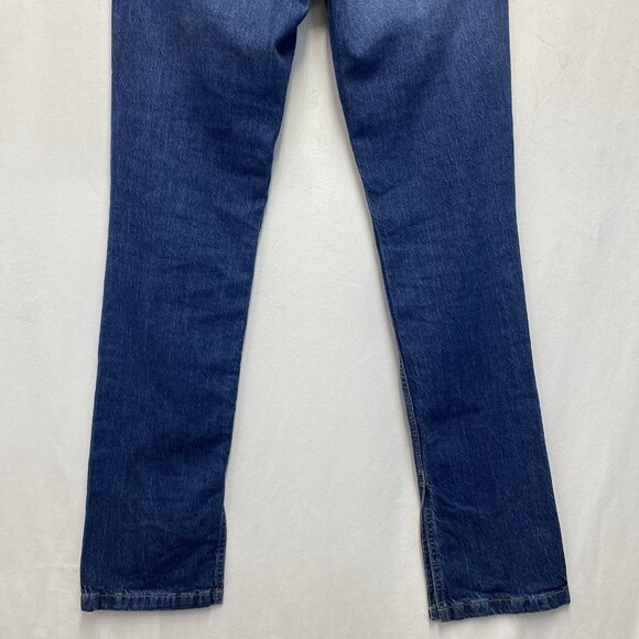 Zara High-Rise Straight Leg Slit Hem Denim Jeans Women Size 4 Medium Wash Blue - Picture 13 of 16